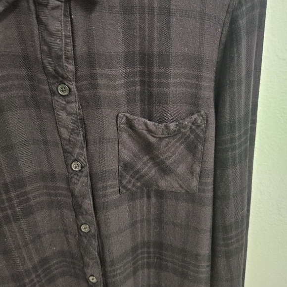 Rails Hunter Plaid Relaxed Fit Shirt Button-down Gray & Black Onyx/Jet Sz Small - Picture 5 of 12